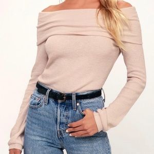Lulus Blush Pink Off-Shoulder Sweater